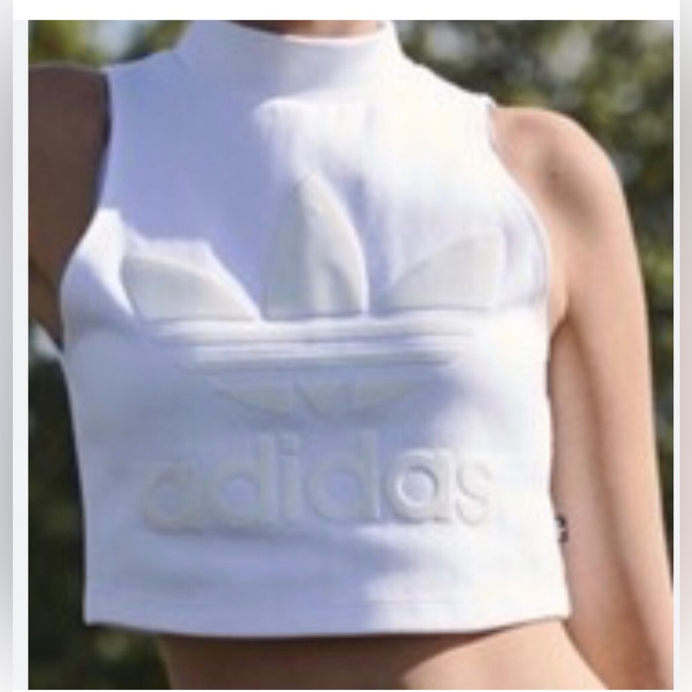 adidas White Sleeveless Trefoil Crop Top